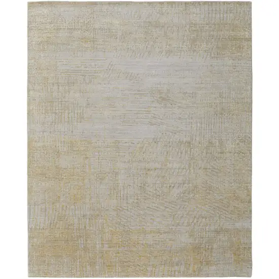 Yellow and Ivory Abstract Hand Woven Area Rug Photo 4