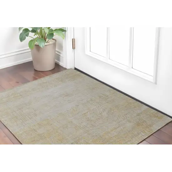 Yellow and Ivory Abstract Hand Woven Area Rug Photo 1