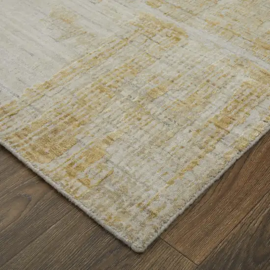 Yellow and Ivory Abstract Hand Woven Area Rug Photo 9