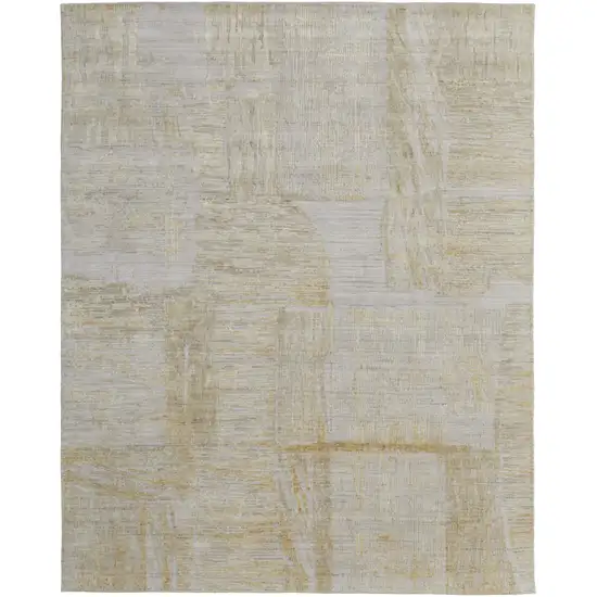 Yellow and Ivory Abstract Hand Woven Area Rug Photo 5