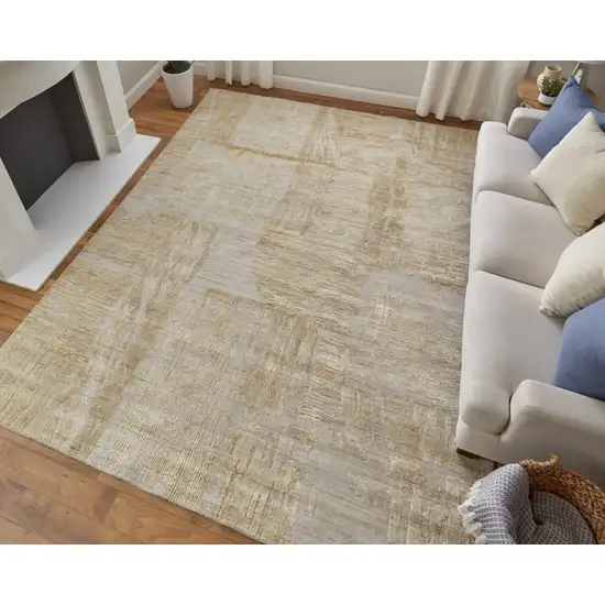 Yellow and Ivory Abstract Hand Woven Area Rug Photo 9