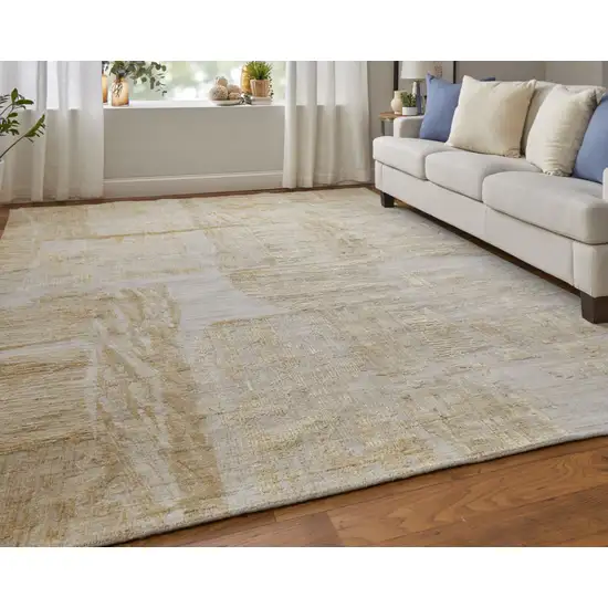 Yellow and Ivory Abstract Hand Woven Area Rug Photo 8