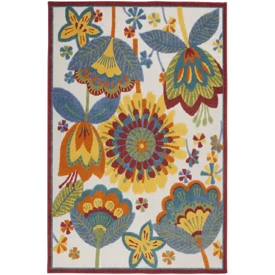 Yellow and Ivory Indoor Outdoor Area Rug Photo 1