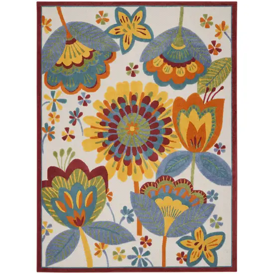 Yellow And Ivory Floral Indoor Outdoor Area Rug Photo 7