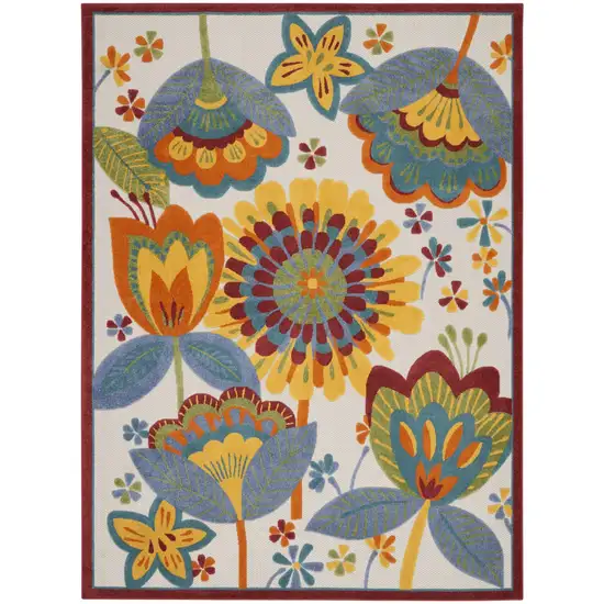 Yellow And Ivory Floral Indoor Outdoor Area Rug Photo 1