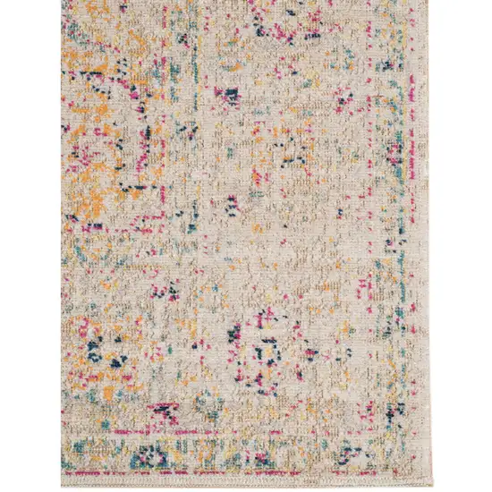 Yellow and Ivory Oriental Power Loom Area Rug With Fringe Photo 2