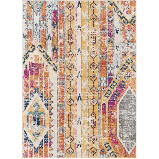 Yellow and Ivory Southwestern Distressed Area Rug Photo 2