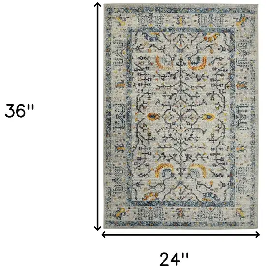 Yellow and Ivory Southwestern Stain Resistant Indoor Outdoor Area Rug Photo 7