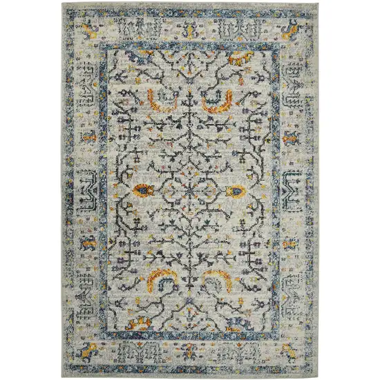 Yellow and Ivory Southwestern Stain Resistant Indoor Outdoor Area Rug Photo 2