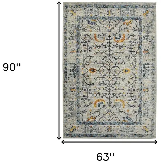 Yellow and Ivory Southwestern Stain Resistant Indoor Outdoor Area Rug Photo 7