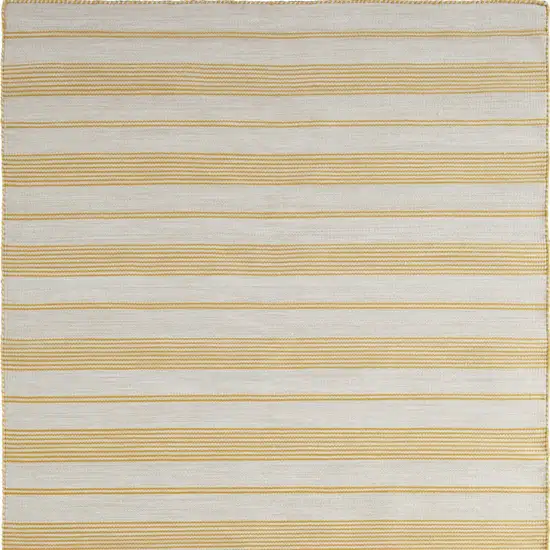 Yellow and Ivory Striped Hand Woven Area Rug Photo 5