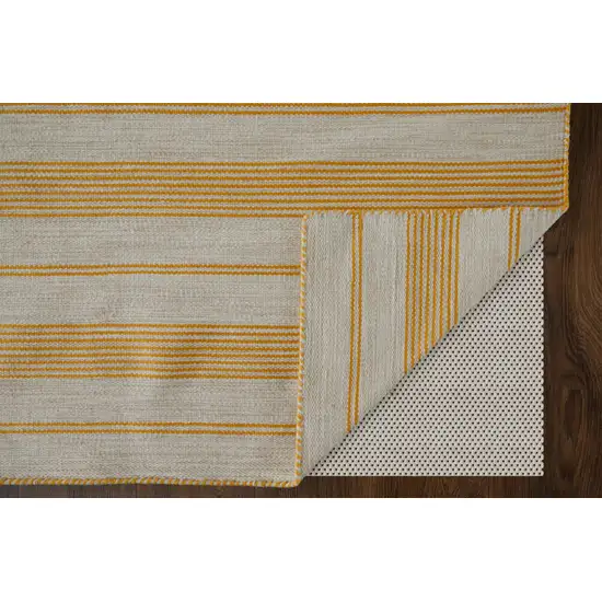 Yellow and Ivory Striped Hand Woven Area Rug Photo 7