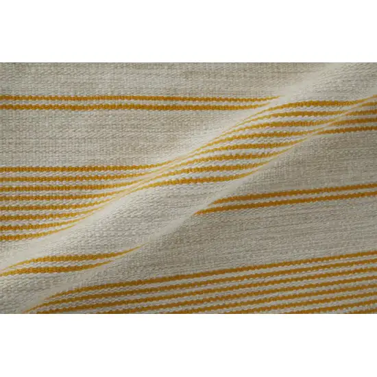 Yellow and Ivory Striped Hand Woven Area Rug Photo 4