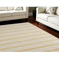 Photo of Yellow and Ivory Striped Hand Woven Area Rug