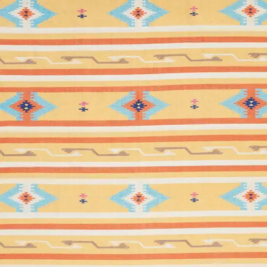 Yellow and Orange Southwestern Handmade Area Rug With Fringe Photo 5