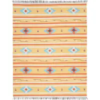 Photo of Yellow and Orange Southwestern Handmade Area Rug With Fringe