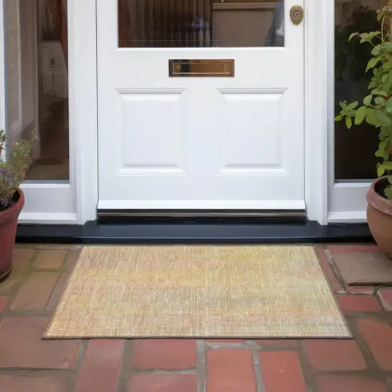 Yellow and Orange Striped Washable Non Skid Indoor Outdoor Area Rug Photo 8