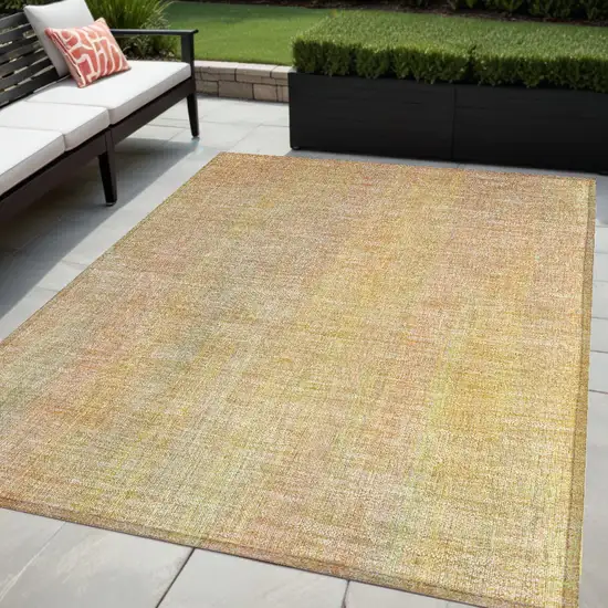 Yellow and Orange Striped Washable Non Skid Indoor Outdoor Area Rug Photo 1