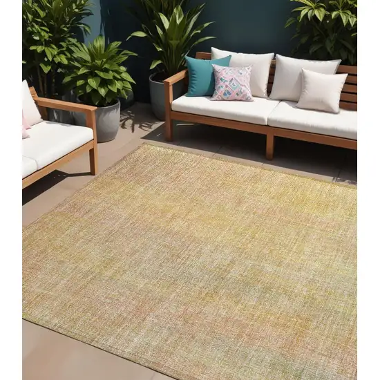 Yellow and Orange Striped Washable Non Skid Indoor Outdoor Area Rug Photo 1