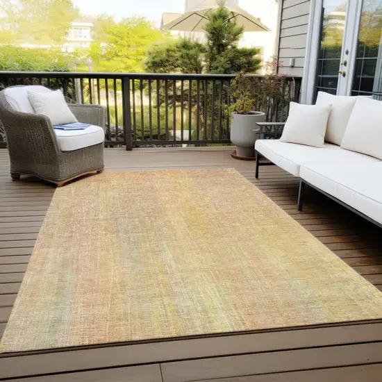 Yellow and Orange Striped Washable Non Skid Indoor Outdoor Area Rug Photo 8