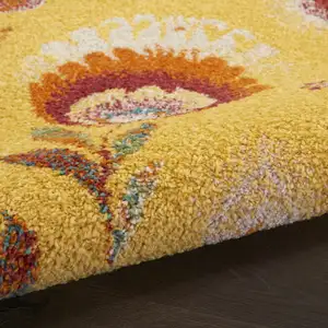 Photo of Yellow and Red Floral Power Loom Area Rug