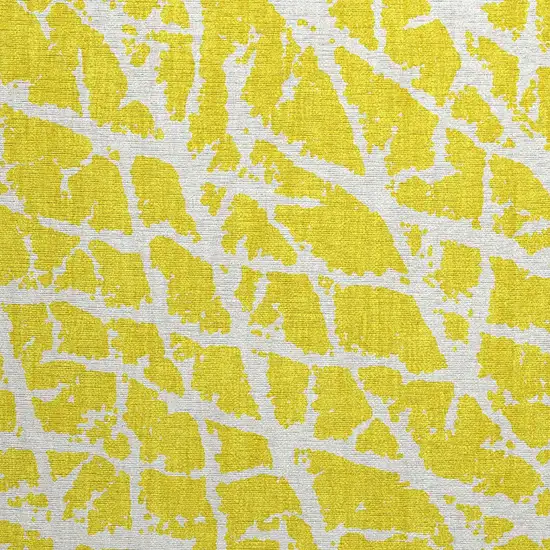 Yellow and White Abstract Washable Non Skid Indoor Outdoor Area Rug Photo 8