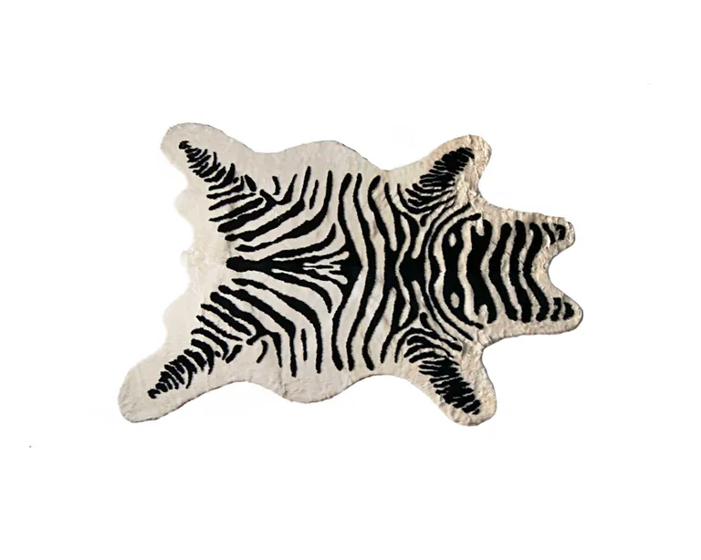 Zebra Black And White Print Area Rug Photo 1