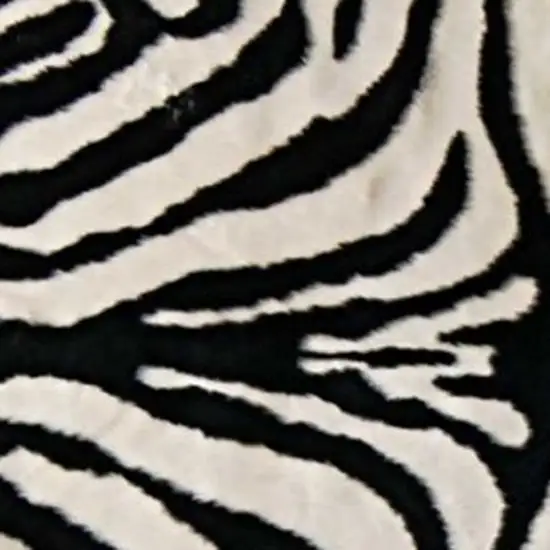 Black and White Faux Cowhide Zebra Print Area Rug Photo 6