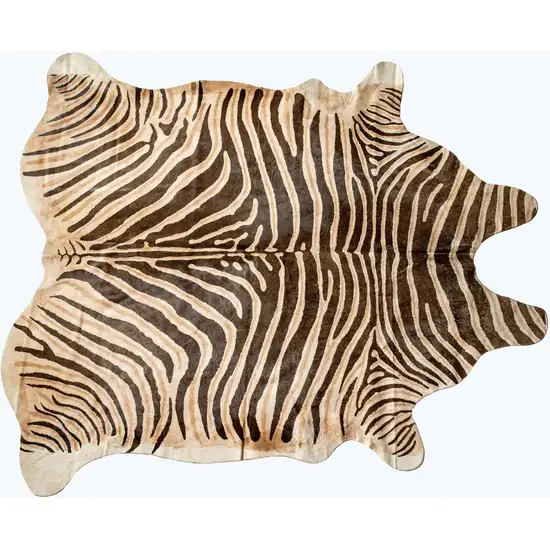 Zebra Chocolate And Natural Cowhide Handmade Area Rug Photo 1