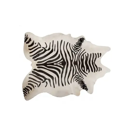 Zebra Stripe Black and White Natural Cowhide Area Rug Photo 1