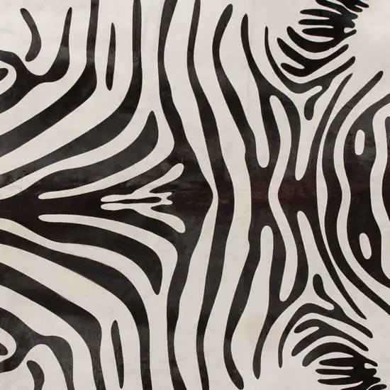 Zebra Stripe Black and White Natural Cowhide Area Rug Photo 2