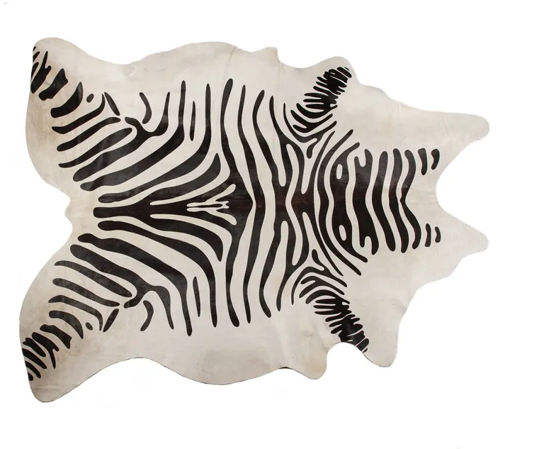 Zebra Stripe Black and White Natural Cowhide Area Rug Photo 1