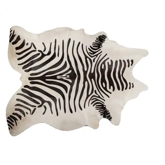 Zebra Stripe Black and White Natural Cowhide Area Rug Photo 1