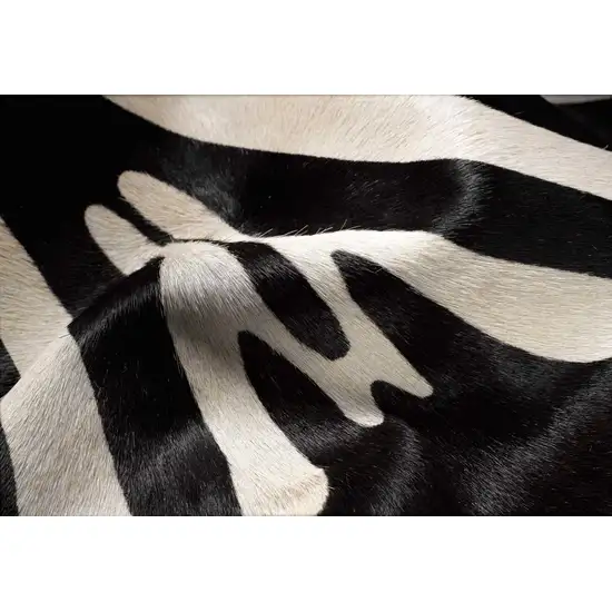 Zebra Stripe Black and White Natural Cowhide Area Rug Photo 2