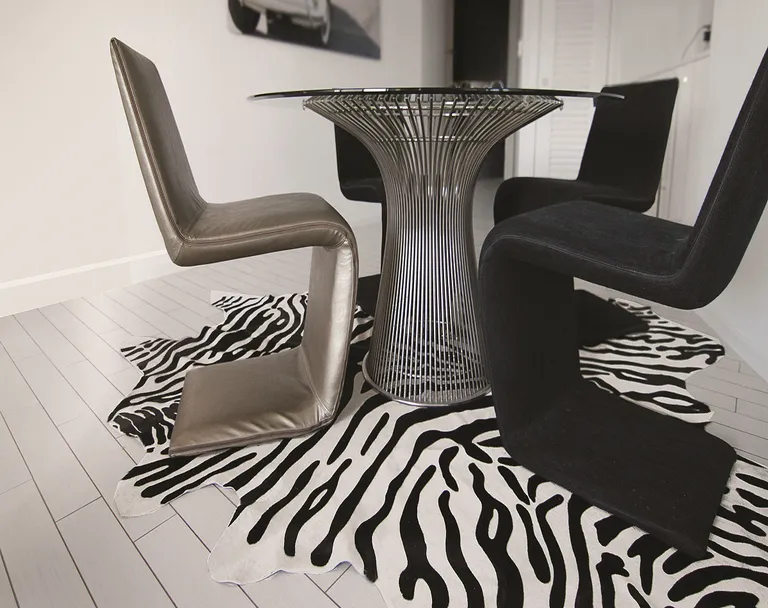 Zebra Stripe Black and White Natural Cowhide Area Rug Photo 3